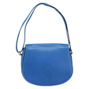 CARTIER Must Line Shoulder Bag Leather Blue Gold Tone Auth 199340-13