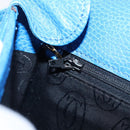 CARTIER Must Line Shoulder Bag Leather Blue Gold Tone Auth 199340-21