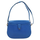 CARTIER Must Line Shoulder Bag Leather Blue Gold Tone Auth 199340-2