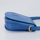 CARTIER Must Line Shoulder Bag Leather Blue Gold Tone Auth 199340-3