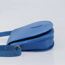 CARTIER Must Line Shoulder Bag Leather Blue Gold Tone Auth 199340-4