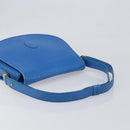 CARTIER Must Line Shoulder Bag Leather Blue Gold Tone Auth 199340-7