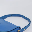 CARTIER Must Line Shoulder Bag Leather Blue Gold Tone Auth 199340-8
