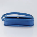 CARTIER Must Line Shoulder Bag Leather Blue Gold Tone Auth 199340-5