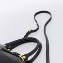 Miu Miu Vittello Shine Hand Bag Leather 2way Black Gold Tone Auth 199341V-15