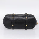 Miu Miu Vittello Shine Hand Bag Leather 2way Black Gold Tone Auth 199341V-5