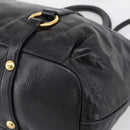 Miu Miu Vittello Shine Hand Bag Leather 2way Black Gold Tone Auth 199341V-9