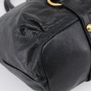 Miu Miu Vittello Shine Hand Bag Leather 2way Black Gold Tone Auth 199341V-16