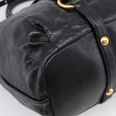 Miu Miu Vittello Shine Hand Bag Leather 2way Black Gold Tone Auth 199341V-18