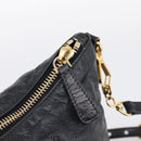 Miu Miu Vittello Shine Hand Bag Leather 2way Black Gold Tone Auth 199341V-10