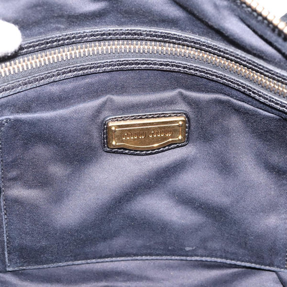 Miu Miu Vittello Shine Hand Bag Leather 2way Black Gold Tone Auth 199341V