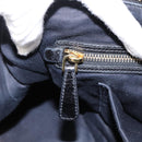 Miu Miu Vittello Shine Hand Bag Leather 2way Black Gold Tone Auth 199341V-22