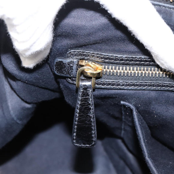 Miu Miu Vittello Shine Hand Bag Leather 2way Black Gold Tone Auth 199341V
