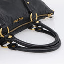 Miu Miu Vittello Shine Hand Bag Leather 2way Black Gold Tone Auth 199341V-7