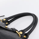 Miu Miu Vittello Shine Hand Bag Leather 2way Black Gold Tone Auth 199341V-14