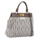 Miu Miu Matelasse Hand Bag Leather 2way Gray Gold Tone Auth 199342A-1