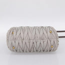 Miu Miu Matelasse Hand Bag Leather 2way Gray Gold Tone Auth 199342A-5