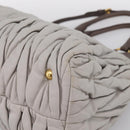 Miu Miu Matelasse Hand Bag Leather 2way Gray Gold Tone Auth 199342A-10