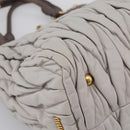 Miu Miu Matelasse Hand Bag Leather 2way Gray Gold Tone Auth 199342A-15