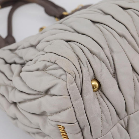 Miu Miu Matelasse Hand Bag Leather 2way Gray Gold Tone Auth 199342A