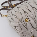 Miu Miu Matelasse Hand Bag Leather 2way Gray Gold Tone Auth 199342A-17