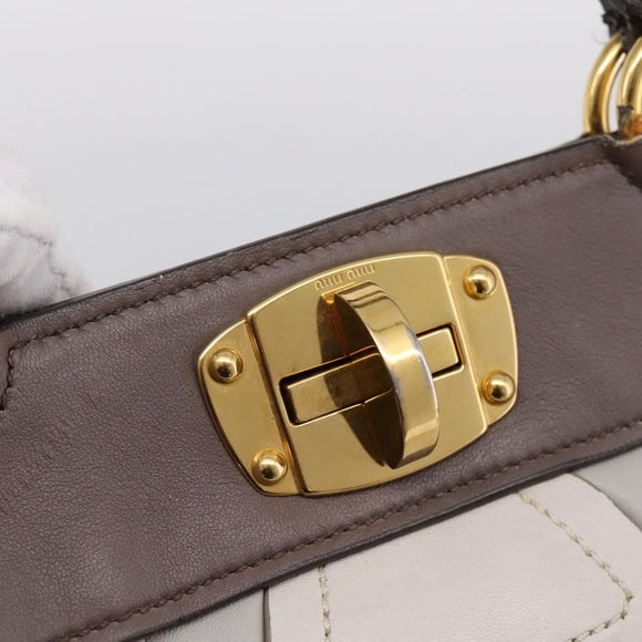 Miu Miu Matelasse Hand Bag Leather 2way Gray Gold Tone Auth 199342A