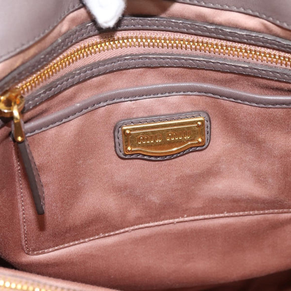 Miu Miu Matelasse Hand Bag Leather 2way Gray Gold Tone Auth 199342A