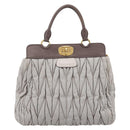 Miu Miu Matelasse Hand Bag Leather 2way Gray Gold Tone Auth 199342A-13