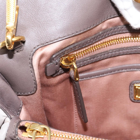 Miu Miu Matelasse Hand Bag Leather 2way Gray Gold Tone Auth 199342A