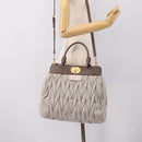 Miu Miu Matelasse Hand Bag Leather 2way Gray Gold Tone Auth 199342A-30