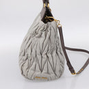 Miu Miu Matelasse Hand Bag Leather 2way Gray Gold Tone Auth 199342A-3