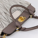 Miu Miu Matelasse Hand Bag Leather 2way Gray Gold Tone Auth 199342A-6