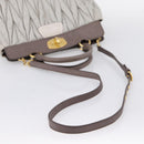 Miu Miu Matelasse Hand Bag Leather 2way Gray Gold Tone Auth 199342A-9