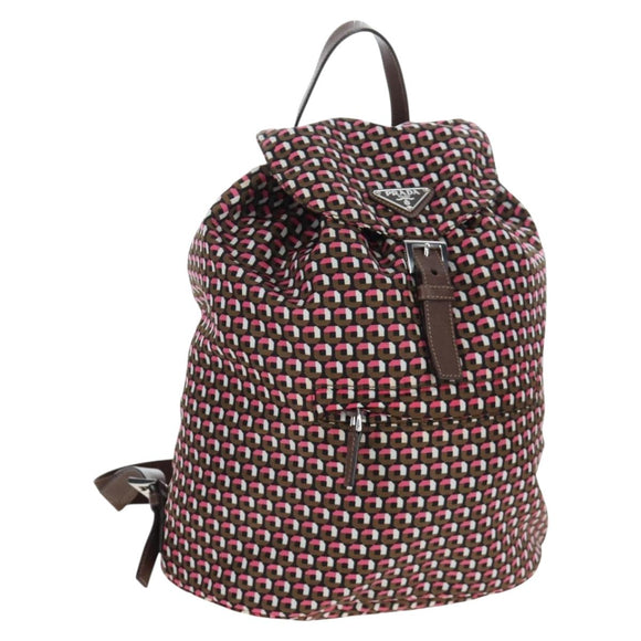 PRADA Backpack Nylon Pink Brown Auth 199345V