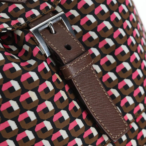 PRADA Backpack Nylon Pink Brown Auth 199345V