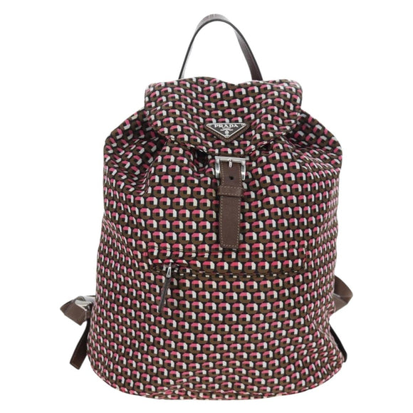 PRADA Backpack Nylon Pink Brown Auth 199345V