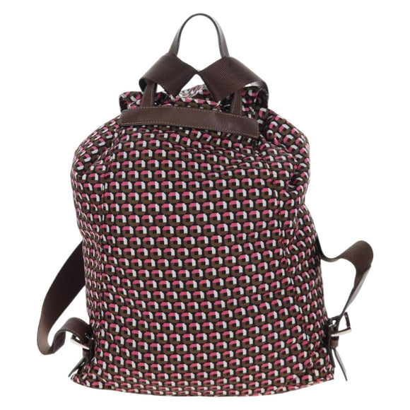 PRADA Backpack Nylon Pink Brown Auth 199345V