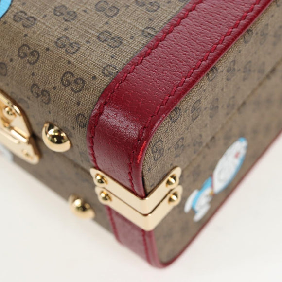 GUCCI Micro GG Supreme Doraemon Hand Bag PVC 2way Brown 633587 Auth 199346SM