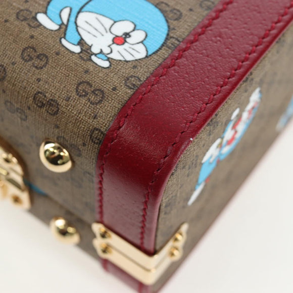 GUCCI Micro GG Supreme Doraemon Hand Bag PVC 2way Brown 633587 Auth 199346SM