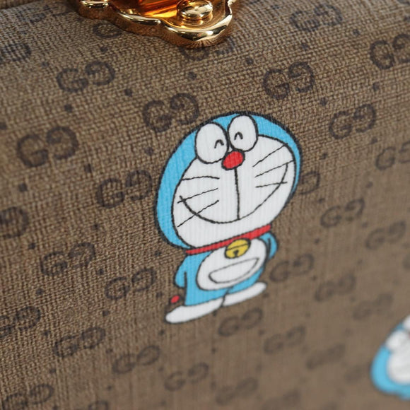 GUCCI Micro GG Supreme Doraemon Hand Bag PVC 2way Brown 633587 Auth 199346SM