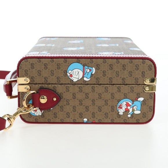 GUCCI Micro GG Supreme Doraemon Hand Bag PVC 2way Brown 633587 Auth 199346SM