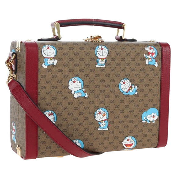 GUCCI Micro GG Supreme Doraemon Hand Bag PVC 2way Beige 633587 Auth 199347SM