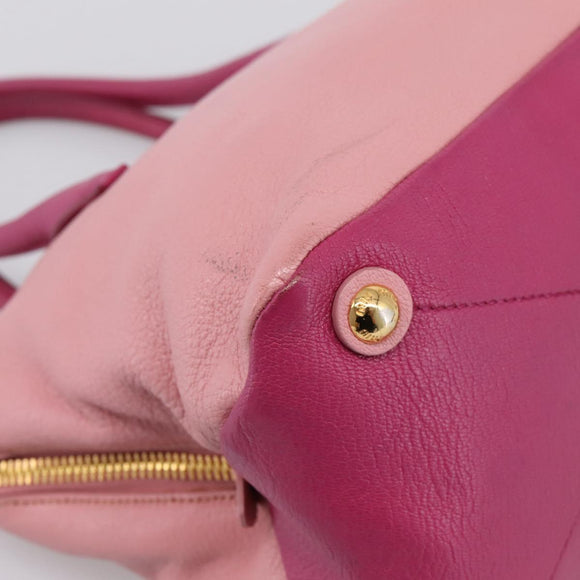 Miu Miu Tote Bag Leather Pink Gold Tone Auth 199349V
