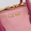 Miu Miu Tote Bag Leather Pink Gold Tone Auth 199349V-14
