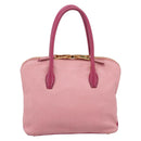 Miu Miu Tote Bag Leather Pink Gold Tone Auth 199349V-3