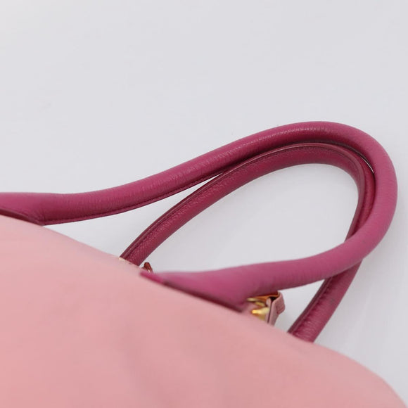 Miu Miu Tote Bag Leather Pink Gold Tone Auth 199349V