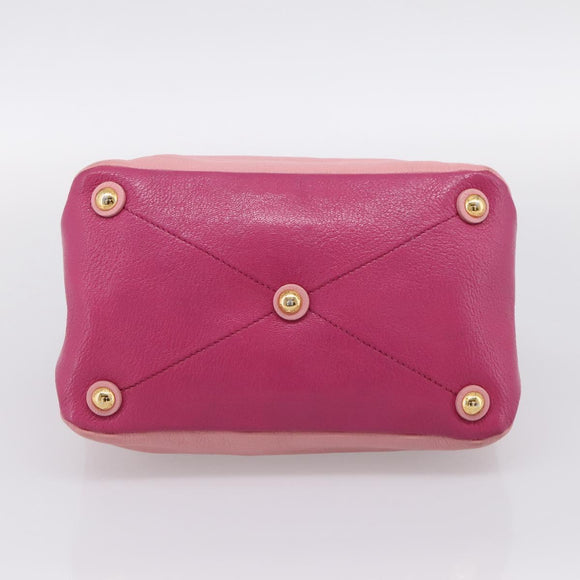 Miu Miu Tote Bag Leather Pink Gold Tone Auth 199349V