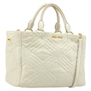 Miu Miu Vitter Shine Hand Bag Leather 2way Beige Gold Tone Auth 199350-1
