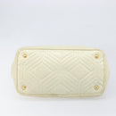 Miu Miu Vitter Shine Hand Bag Leather 2way Beige Gold Tone Auth 199350-5