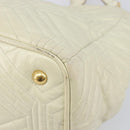 Miu Miu Vitter Shine Hand Bag Leather 2way Beige Gold Tone Auth 199350-10